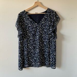 Reitmans Floral Print Flutter Sleeve Blouse